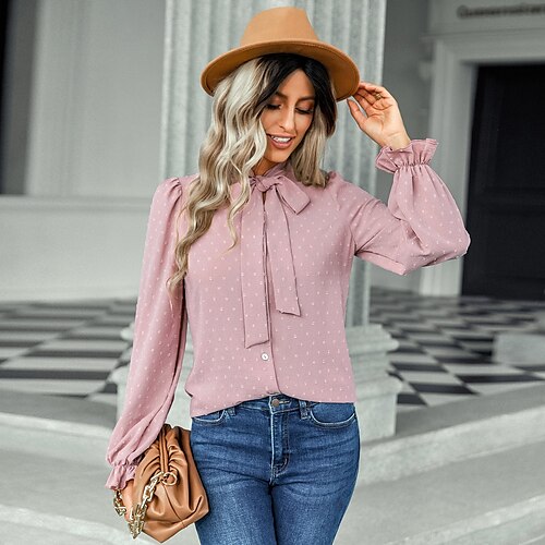 Women's Blouse Plain Daily Work Weekend Blouse Shirt Long Sleeve Lace up Button V Neck Casual Streetwear Blue Pink Red S
Women's Blouse Plain Daily Work Weekend Blouse Shirt Long Sleeve Lace up Button V Neck Casual Streetwear Blue Pink Red S
