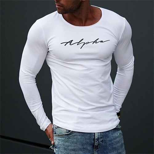 Men's T shirt Tee Hot Stamping Letter Crew Neck Street Daily Print Long Sleeve Tops Casual Comfortable White Army Green Camel
Men's T shirt Tee Hot Stamping Letter Crew Neck Street Daily Print Long Sleeve Tops Casual Comfortable White Army Green Camel