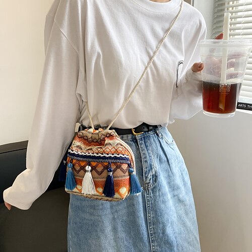 Women's Sling Bags Crossbody Bag Straw Tassel Tassel Vintage Daily Going out Blue Dark Blue Orange
Women's Sling Bags Crossbody Bag Straw Tassel Tassel Vintage Daily Going out Blue Dark Blue Orange