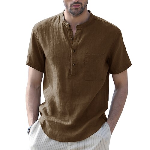 Men's Henley Shirt Solid Color Henley Brown Street Daily Short Sleeve Button-Down Clothing Apparel Fashion Casual Comfortable / Beach
Men's Henley Shirt Solid Color Henley Brown Street Daily Short Sleeve Button-Down Clothing Apparel Fashion Casual Comfortable / Beach