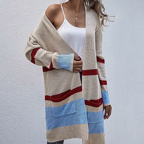 Women's Cardigan Sweater Jumper Ribbed Knit Pocket Striped Open Front Stylish Casual Daily Holiday Drop Shoulder Fall Winter White Khaki S M L / Long Sleeve / Regular Fit / Going out
Women's Cardigan Sweater Jumper Ribbed Knit Pocket Striped Open Front Stylish Casual Daily Holiday Drop Shoulder Fall Winter White Khaki S M L / Long Sleeve / Regular Fit / Going out