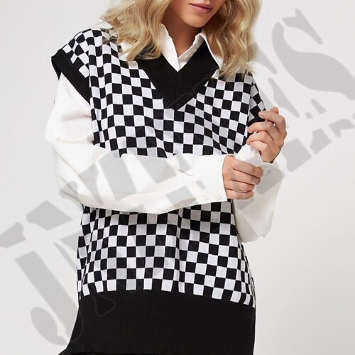 Women's Sweater Vest Jumper Ribbed Knit Knitted Plaid V Neck Stylish Casual Daily Holiday Fall Winter Black Blue One-Size / Sleeveless
Women's Sweater Vest Jumper Ribbed Knit Knitted Plaid V Neck Stylish Casual Daily Holiday Fall Winter Black Blue One-Size / Sleeveless