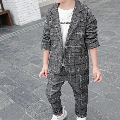 Kids Boys Suit Blazer Clothing Set 2 Pieces Long Sleeve Black Blue Gray Plaid Solid Color Formal Preppy Style 4-13 Years
Kids Boys Suit Blazer Clothing Set 2 Pieces Long Sleeve Black Blue Gray Plaid Solid Color Formal Preppy Style 4-13 Years