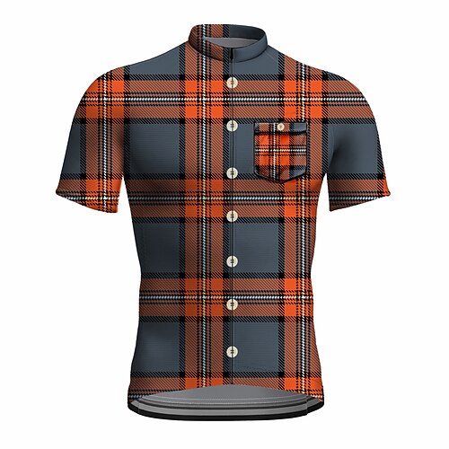 21Grams Men's Cycling Jersey Short Sleeve Bike Top with 3 Rear Pockets Mountain Bike MTB Road Bike Cycling Breathable Quick Dry Moisture Wicking Reflective Strips Orange Plaid Checkered Polyester
21Grams Men's Cycling Jersey Short Sleeve Bike Top with 3 Rear Pockets Mountain Bike MTB Road Bike Cycling Breathable Quick Dry Moisture Wicking Reflective Strips Orange Plaid Checkered Polyester