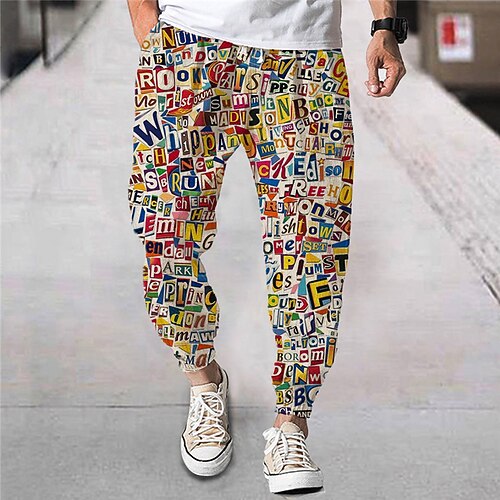 Men's Joggers Trousers Beach Pants Drawstring Elastic Waist 3D Print Letter Graphic Prints Comfort Breathable Sports Outdoor Casual Daily Streetwear Designer Black Rainbow Micro-elastic
Men's Joggers Trousers Beach Pants Drawstring Elastic Waist 3D Print Letter Graphic Prints Comfort Breathable Sports Outdoor Casual Daily Streetwear Designer Black Rainbow Micro-elastic