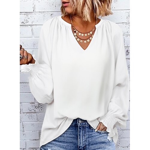 Chemise Chemisier Femme Noir Blanche Vin Plein manche longue du quotidien Fin de semaine Vêtement de rue Décontractées Col V Normal Standard S
Chemise Chemisier Femme Noir Blanche Vin Plein manche longue du quotidien Fin de semaine Vêtement de rue Décontractées Col V Normal Standard S