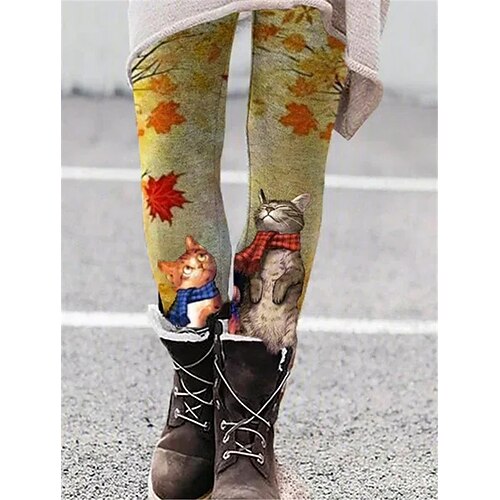 Women's Thermal Underwear Tights Leggings Purple Yellow Fuchsia Mid Waist Fashion Christmas Cat Maple Gifts Casual Print Micro-elastic Full Length Comfort Cat S M L XL XXL / Slim
Women's Thermal Underwear Tights Leggings Purple Yellow Fuchsia Mid Waist Fashion Christmas Cat Maple Gifts Casual Print Micro-elastic Full Length Comfort Cat S M L XL XXL / Slim