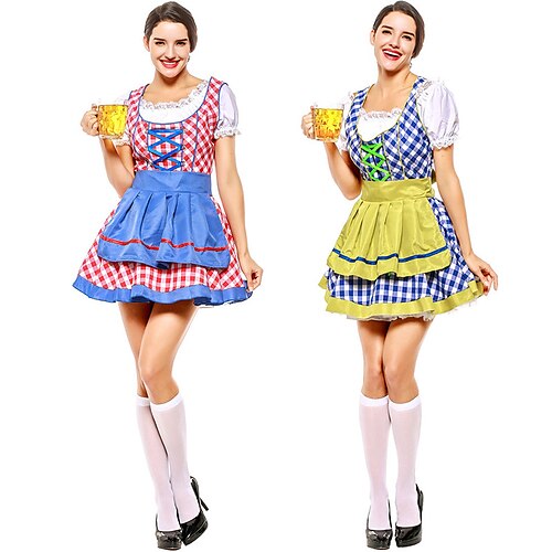 Oktoberfest Beer International Beer Festival Dirndl Trachtenkleider Women's Top Dress Apron Bavarian Costume red with white Lake blue
Oktoberfest Beer International Beer Festival Dirndl Trachtenkleider Women's Top Dress Apron Bavarian Costume red with white Lake blue