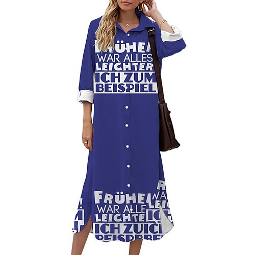 Women's Shift Dress Midi Dress Royal Blue 3/4 Length Sleeve Letter Button Print Fall Spring Shirt Collar Casual Fashion 2022 S M L XL XXL 3XL
Women's Shift Dress Midi Dress Royal Blue 3/4 Length Sleeve Letter Button Print Fall Spring Shirt Collar Casual Fashion 2022 S M L XL XXL 3XL