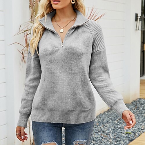 Women's Sweater Jumper Crochet Knit Knitted Striped Shirt Collar Stylish Casual Daily Going out Fall Winter Black Gray S M L / Long Sleeve
Women's Sweater Jumper Crochet Knit Knitted Striped Shirt Collar Stylish Casual Daily Going out Fall Winter Black Gray S M L / Long Sleeve