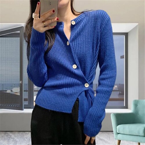 Women's Cardigan Sweater Jumper Knit Knitted Pure Color Crew Neck Stylish Casual Home Holiday Fall Winter Green White One-Size / Long Sleeve / Regular Fit / Going out
Women's Cardigan Sweater Jumper Knit Knitted Pure Color Crew Neck Stylish Casual Home Holiday Fall Winter Green White One-Size / Long Sleeve / Regular Fit / Going out