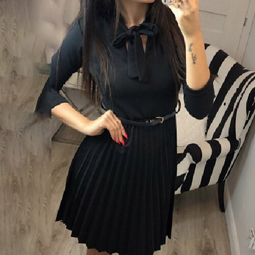 Robe mi-longue Femme Robe de travail Manches 3/4 Hiver Automne - Mature Lacet Ruché Couleur monochrome Col Ras du Cou 2022 Noir S M L XL
Robe mi-longue Femme Robe de travail Manches 3/4 Hiver Automne - Mature Lacet Ruché Couleur monochrome Col Ras du Cou 2022 Noir S M L XL