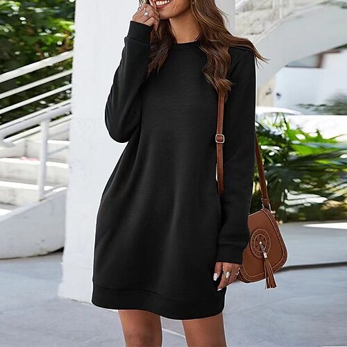 Women's Shift Dress Short Mini Dress Black Wine Army Green Long Sleeve Pure Color Pocket Fall Winter Crew Neck Casual Modern 2022 S M L XL XXL
Women's Shift Dress Short Mini Dress Black Wine Army Green Long Sleeve Pure Color Pocket Fall Winter Crew Neck Casual Modern 2022 S M L XL XXL