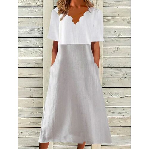Women's A Line Dress Midi Dress Gray Half Sleeve Color Block Patchwork Spring Summer V Neck Casual Fashion Modern 2022 S M L XL XXL 3XL
Women's A Line Dress Midi Dress Gray Half Sleeve Color Block Patchwork Spring Summer V Neck Casual Fashion Modern 2022 S M L XL XXL 3XL