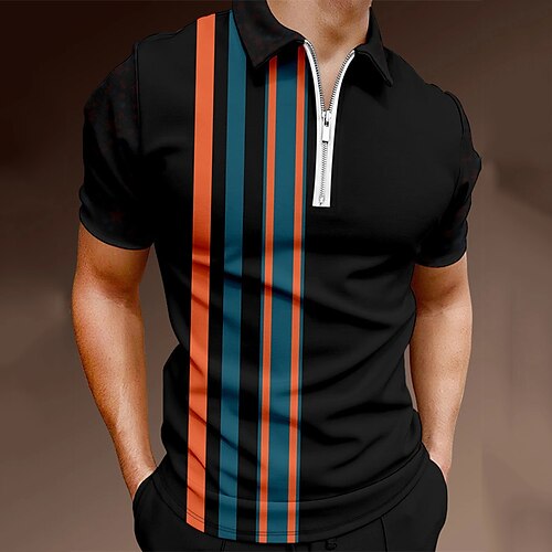 Men's Collar Polo Shirt Golf Shirt Striped Turndown Black 3D Print Street Daily Short Sleeve Zipper 3D Clothing Apparel Fashion Casual Breathable Comfortable / Beach
Men's Collar Polo Shirt Golf Shirt Striped Turndown Black 3D Print Street Daily Short Sleeve Zipper 3D Clothing Apparel Fashion Casual Breathable Comfortable / Beach
