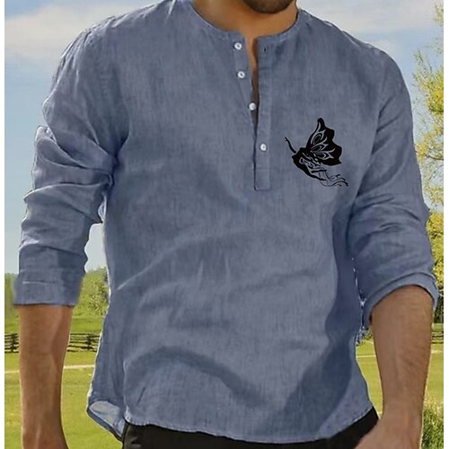Men's Shirt Butterfly Solid Color Round Neck Street Casual Button-Down Print Half Sleeve Tops Designer Casual Fashion Breathable Blue Red Beige / Summer
Men's Shirt Butterfly Solid Color Round Neck Street Casual Button-Down Print Half Sleeve Tops Designer Casual Fashion Breathable Blue Red Beige / Summer