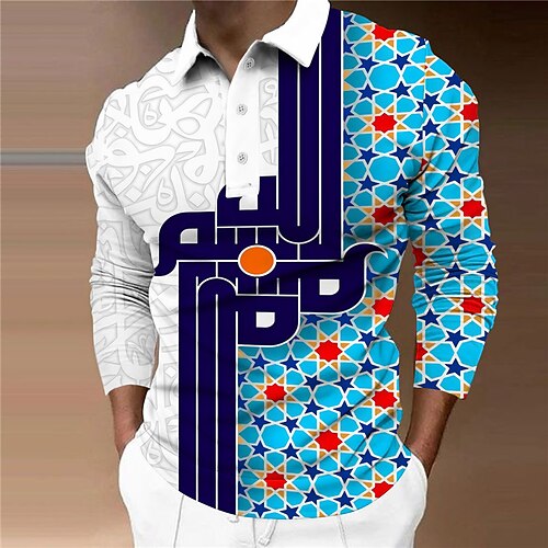 Men's Collar Polo Shirt Golf Shirt Star Geometry Turndown Blue 3D Print Casual Daily Long Sleeve Button-Down Print Clothing Apparel Fashion Designer Casual Breathable / Sports
Men's Collar Polo Shirt Golf Shirt Star Geometry Turndown Blue 3D Print Casual Daily Long Sleeve Button-Down Print Clothing Apparel Fashion Designer Casual Breathable / Sports