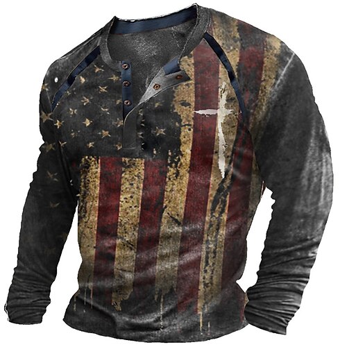 Men's Henley Shirt T shirt Tee 3D Print Graphic Patterned National Flag Henley Street Casual Patchwork Button-Down Long Sleeve Tops Designer Basic Fashion Classic Dark Gray / Summer
Men's Henley Shirt T shirt Tee 3D Print Graphic Patterned National Flag Henley Street Casual Patchwork Button-Down Long Sleeve Tops Designer Basic Fashion Classic Dark Gray / Summer
