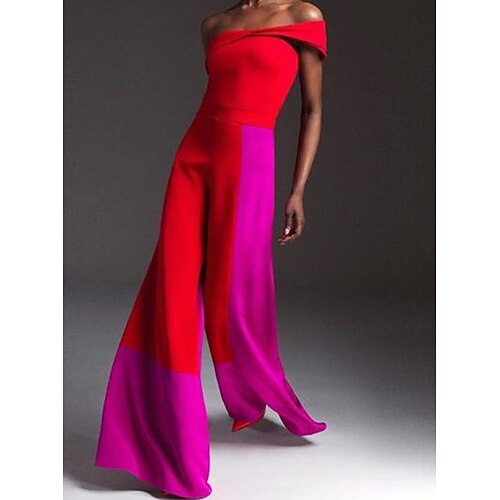 Women's Jumpsuit Patchwork Solid Color Off Shoulder Elegant Daily Holiday Straight Regular Fit Short Sleeve Red S M L Spring
Women's Jumpsuit Patchwork Solid Color Off Shoulder Elegant Daily Holiday Straight Regular Fit Short Sleeve Red S M L Spring