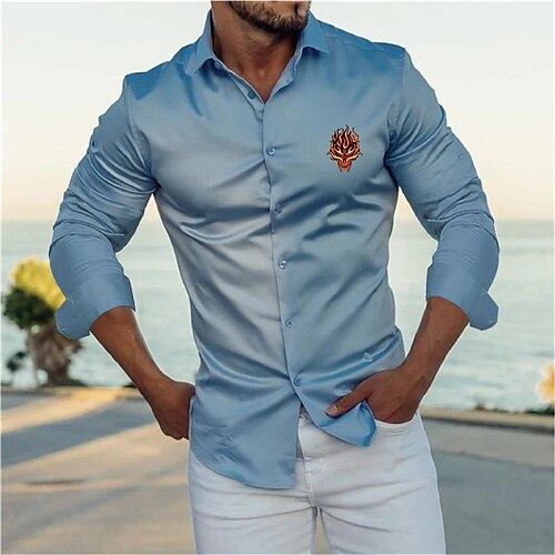 Men's Shirt Hot Stamping Graphic Patterned Skull Flame Turndown Street Casual Button-Down Print Long Sleeve Tops Designer Casual Fashion Big and Tall Blue / Summer
Men's Shirt Hot Stamping Graphic Patterned Skull Flame Turndown Street Casual Button-Down Print Long Sleeve Tops Designer Casual Fashion Big and Tall Blue / Summer