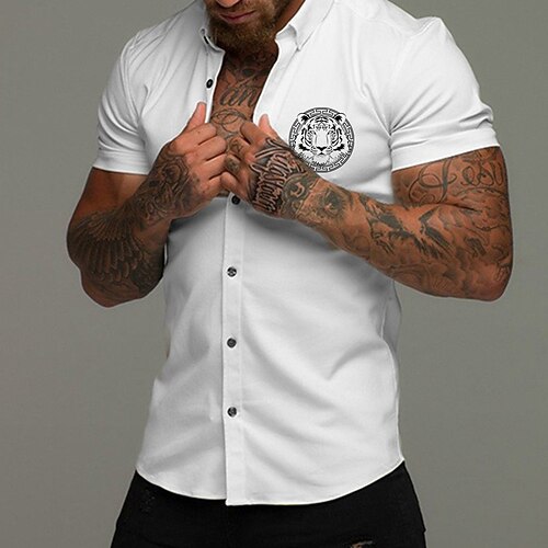 Men's Shirt Solid Color Tiger Turndown Christmas Party Button-Down Short Sleeve Tops Casual Slim Fit Green White Black / Summer
Men's Shirt Solid Color Tiger Turndown Christmas Party Button-Down Short Sleeve Tops Casual Slim Fit Green White Black / Summer