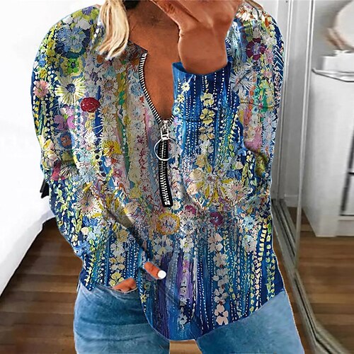 Women's Plus Size Tops Pullover Sweatshirt Floral Zipper Print Long Sleeve Round Neck Streetwear Daily Vacation Polyester Fall Spring Green Blue
Women's Plus Size Tops Pullover Sweatshirt Floral Zipper Print Long Sleeve Round Neck Streetwear Daily Vacation Polyester Fall Spring Green Blue