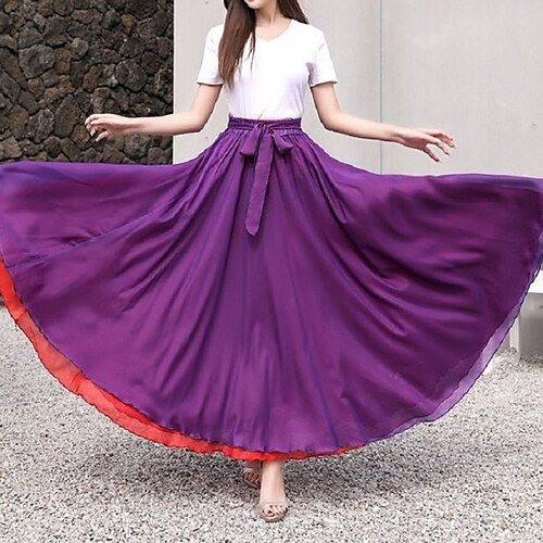 Women's Fashion Swing Skirts Carnival Performance Chiffon Solid Colored Tulle Green White Purple S M L / Maxi / Loose
Women's Fashion Swing Skirts Carnival Performance Chiffon Solid Colored Tulle Green White Purple S M L / Maxi / Loose