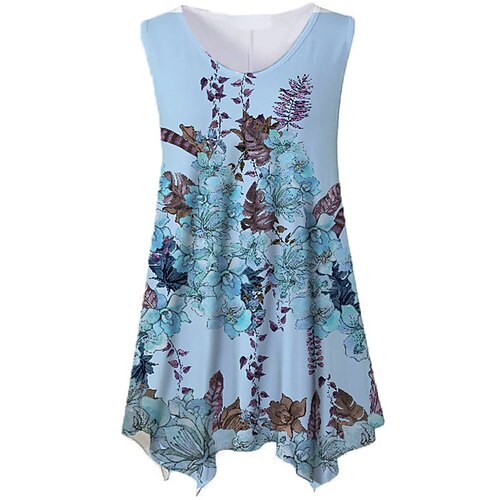 Women's Plus Size Tops Tank Top Floral Print Sleeveless Crewneck Streetwear Daily Holiday Cotton Spandex Jersey Spring Summer Blue Gray
Women's Plus Size Tops Tank Top Floral Print Sleeveless Crewneck Streetwear Daily Holiday Cotton Spandex Jersey Spring Summer Blue Gray