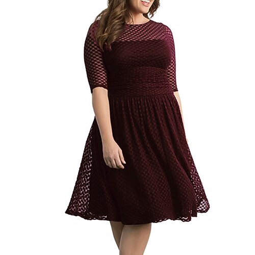 Women's A Line Dress Knee Length Dress Purple Wine Half Sleeve Pure Color Lace Spring Summer Crew Neck Elegant Modern Mature 2022 S M L XL XXL
Women's A Line Dress Knee Length Dress Purple Wine Half Sleeve Pure Color Lace Spring Summer Crew Neck Elegant Modern Mature 2022 S M L XL XXL
