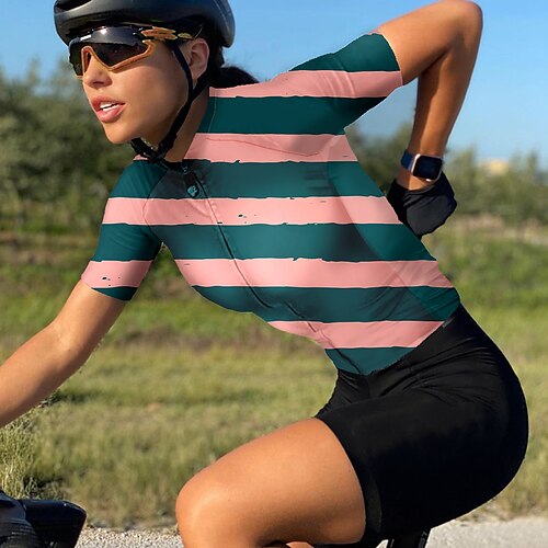 21Grams Women's Cycling Jersey Short Sleeve Bike Top with 3 Rear Pockets Mountain Bike MTB Road Bike Cycling Breathable Quick Dry Moisture Wicking Reflective Strips Green Stripes Polyester Spandex
21Grams Women's Cycling Jersey Short Sleeve Bike Top with 3 Rear Pockets Mountain Bike MTB Road Bike Cycling Breathable Quick Dry Moisture Wicking Reflective Strips Green Stripes Polyester Spandex