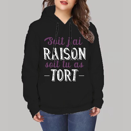 Women's Plus Size Tops Hoodie Sweatshirt Letter Print Long Sleeve Hooded Streetwear Daily Vacation Polyester Fall Winter Black
Women's Plus Size Tops Hoodie Sweatshirt Letter Print Long Sleeve Hooded Streetwear Daily Vacation Polyester Fall Winter Black