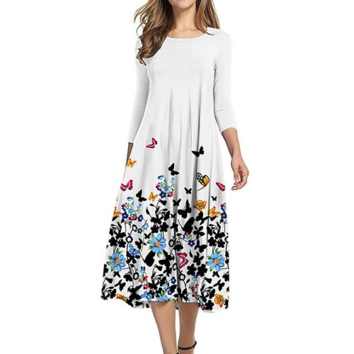 Women's Shift Dress Midi Dress White 3/4 Length Sleeve Floral Butterfly Animal Ruched Print Fall Spring Round Neck Casual Vacation 2022 S M L XL XXL 3XL
Women's Shift Dress Midi Dress White 3/4 Length Sleeve Floral Butterfly Animal Ruched Print Fall Spring Round Neck Casual Vacation 2022 S M L XL XXL 3XL