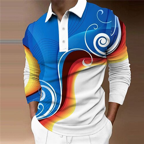 Men's Collar Polo Shirt Golf Shirt Gradient Turndown Blue 3D Print Casual Daily Long Sleeve Button-Down Print Clothing Apparel Fashion Designer Casual Breathable / Sports
Men's Collar Polo Shirt Golf Shirt Gradient Turndown Blue 3D Print Casual Daily Long Sleeve Button-Down Print Clothing Apparel Fashion Designer Casual Breathable / Sports
