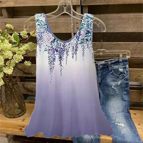 Women's Plus Size Tops Tank Top Floral Color Gradient Print Sleeveless V Neck Streetwear Daily Holiday Cotton Spandex Jersey Spring Summer Green Purple
Women's Plus Size Tops Tank Top Floral Color Gradient Print Sleeveless V Neck Streetwear Daily Holiday Cotton Spandex Jersey Spring Summer Green Purple