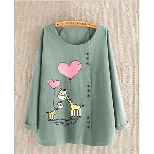 Women's T shirt Tee Heart Giraffe Casual Weekend Painting T shirt Tee Long Sleeve Button Print Round Neck Basic Essential Green Black M
Women's T shirt Tee Heart Giraffe Casual Weekend Painting T shirt Tee Long Sleeve Button Print Round Neck Basic Essential Green Black M
