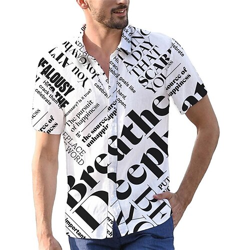 Men's Shirt 3D Print Letter Turndown Street Casual Button-Down Print Short Sleeves Tops Casual Fashion Breathable White / Summer / Spring / Summer
Men's Shirt 3D Print Letter Turndown Street Casual Button-Down Print Short Sleeves Tops Casual Fashion Breathable White / Summer / Spring / Summer