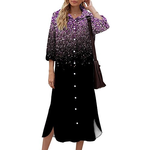 Women's Shift Dress Midi Dress Green Blue Purple Pink Gold 3/4 Length Sleeve Color Gradient Button Print Fall Spring Shirt Collar Casual Fashion 2022 S M L XL XXL 3XL
Women's Shift Dress Midi Dress Green Blue Purple Pink Gold 3/4 Length Sleeve Color Gradient Button Print Fall Spring Shirt Collar Casual Fashion 2022 S M L XL XXL 3XL