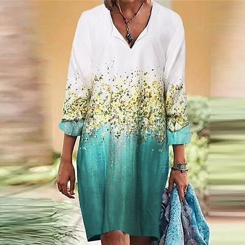 Women's Shift Dress Knee Length Dress Green Blue Purple Yellow 3/4 Length Sleeve Floral Color Gradient Tie Dye Print Fall Spring V Neck Casual Mature 2022 S M L XL XXL 3XL
Women's Shift Dress Knee Length Dress Green Blue Purple Yellow 3/4 Length Sleeve Floral Color Gradient Tie Dye Print Fall Spring V Neck Casual Mature 2022 S M L XL XXL 3XL
