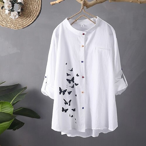 Women's Blouse Butterfly Casual Daily Work Butterfly Blouse Shirt Long Sleeve Print Standing Collar Basic Casual White Yellow S
Women's Blouse Butterfly Casual Daily Work Butterfly Blouse Shirt Long Sleeve Print Standing Collar Basic Casual White Yellow S