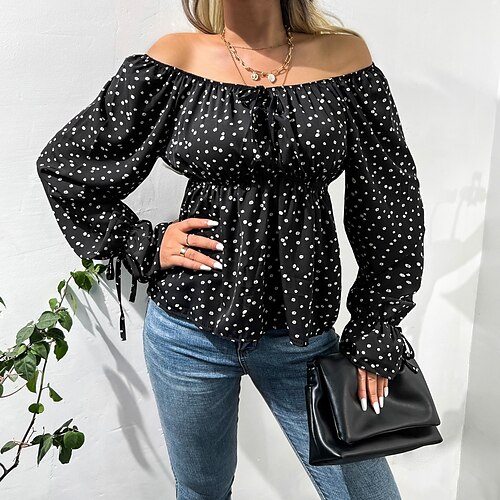 Women's Peplum Polka Dot Daily Weekend Peplum Shirt Long Sleeve Flowing tunic Print Square Neck Casual Streetwear Black S / 3D Print
Women's Peplum Polka Dot Daily Weekend Peplum Shirt Long Sleeve Flowing tunic Print Square Neck Casual Streetwear Black S / 3D Print