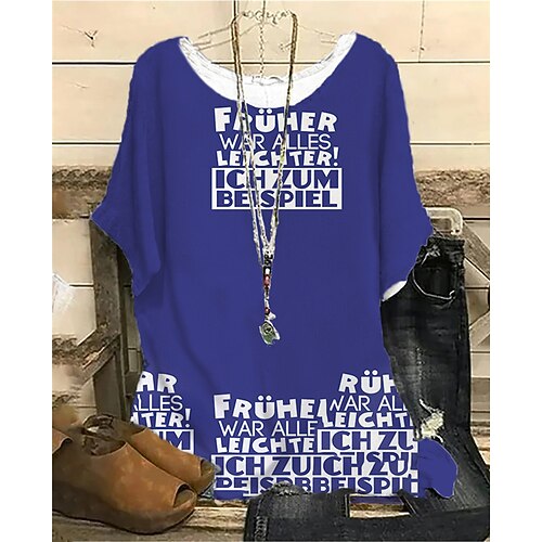 Women's Plus Size Tops Blouse Shirt Letter Print Short Sleeve Crewneck Streetwear Daily Vacation Polyester Spring Summer Blue
Women's Plus Size Tops Blouse Shirt Letter Print Short Sleeve Crewneck Streetwear Daily Vacation Polyester Spring Summer Blue