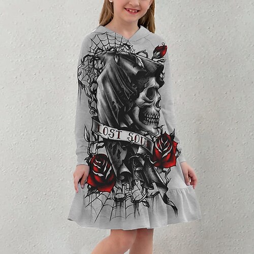 Kids Little Girls' Dress Floral Skull Letter A Line Dress Daily Holiday Vacation Ruffle Print Gray Above Knee Long Sleeve Casual Cute Sweet Dresses Fall Spring Regular Fit 3-12 Years
Kids Little Girls' Dress Floral Skull Letter A Line Dress Daily Holiday Vacation Ruffle Print Gray Above Knee Long Sleeve Casual Cute Sweet Dresses Fall Spring Regular Fit 3-12 Years
