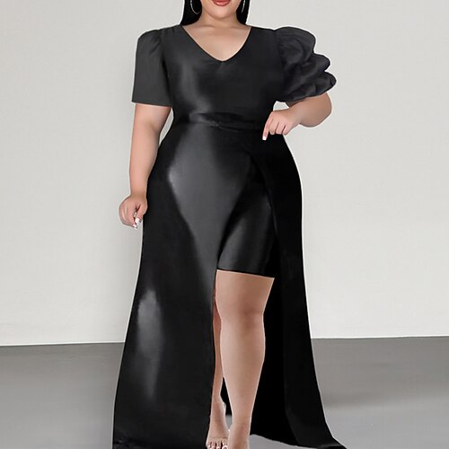 Women's Plus Size Party Dress Solid Color V Neck Split Puff Sleeve Short Sleeve Fall Winter Sexy Prom Dress Maxi long Dress Party Date Dress
Women's Plus Size Party Dress Solid Color V Neck Split Puff Sleeve Short Sleeve Fall Winter Sexy Prom Dress Maxi long Dress Party Date Dress