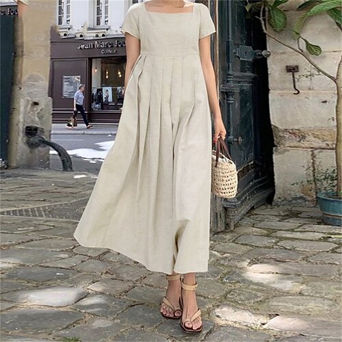 Women's Casual Dress Linen Dress Long Dress Maxi Dress Army Green Khaki Navy Blue Short Sleeve Pure Color Ruched Spring Summer Square Neck Basic 2022 S M L XL XXL 3XL 4XL 5XL
Women's Casual Dress Linen Dress Long Dress Maxi Dress Army Green Khaki Navy Blue Short Sleeve Pure Color Ruched Spring Summer Square Neck Basic 2022 S M L XL XXL 3XL 4XL 5XL