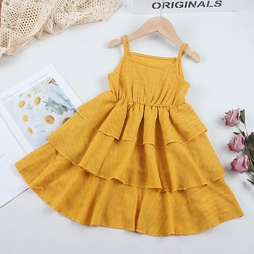 Kids Toddler Little Girls' Dress Solid Colored Strap Dress Daily Vacation Ruffle Patchwork Yellow Knee-length Sleeveless Vacation Cute Dresses Summer Loose 1pcs 3-8 Years
Kids Toddler Little Girls' Dress Solid Colored Strap Dress Daily Vacation Ruffle Patchwork Yellow Knee-length Sleeveless Vacation Cute Dresses Summer Loose 1pcs 3-8 Years