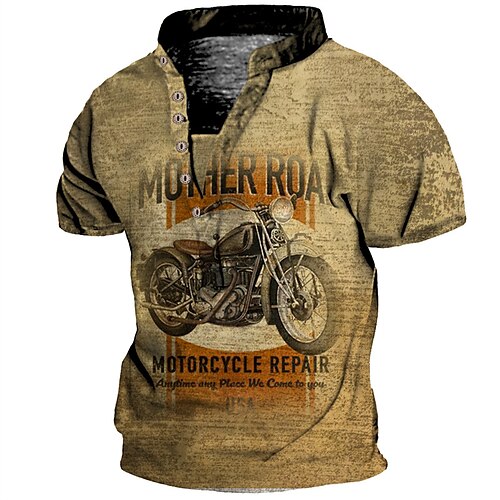 Men's Henley Shirt T shirt Tee 3D Print Graphic Patterned Motorcycle Stand Collar Street Daily Button-Down Print Short Sleeve Tops Casual Comfortable Brown
Men's Henley Shirt T shirt Tee 3D Print Graphic Patterned Motorcycle Stand Collar Street Daily Button-Down Print Short Sleeve Tops Casual Comfortable Brown