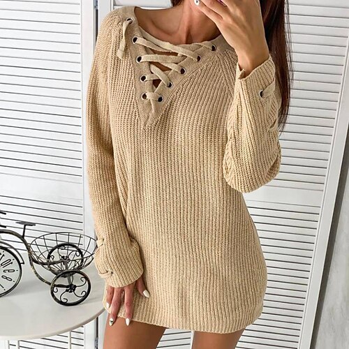 Women's Pullover Sweater Jumper Ribbed Knit Tunic Knitted Pure Color V Neck Stylish Casual Holiday Going out Fall Winter Green Khaki S M L / Long Sleeve
Women's Pullover Sweater Jumper Ribbed Knit Tunic Knitted Pure Color V Neck Stylish Casual Holiday Going out Fall Winter Green Khaki S M L / Long Sleeve