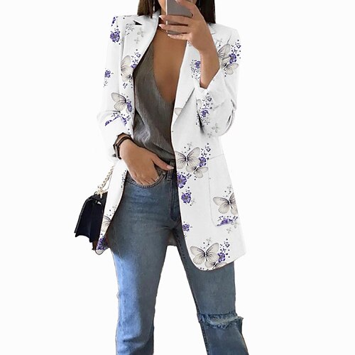 Women's Blazer Office Street Work Spring Fall Regular Coat Regular Fit Breathable Stylish Formal Style Modern Style Jacket Long Sleeve Butterfly with Pockets Print White
Women's Blazer Office Street Work Spring Fall Regular Coat Regular Fit Breathable Stylish Formal Style Modern Style Jacket Long Sleeve Butterfly with Pockets Print White
