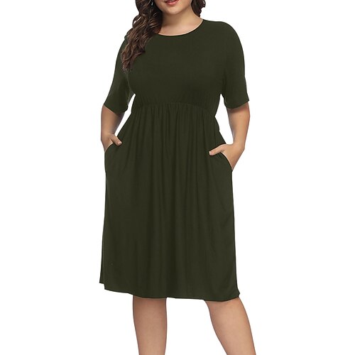 Women's A Line Dress Knee Length Dress Black Purple Wine Army Green Short Sleeve Pure Color Patchwork Summer Crew Neck Fashion Modern 2022 L XL XXL 3XL 4XL
Women's A Line Dress Knee Length Dress Black Purple Wine Army Green Short Sleeve Pure Color Patchwork Summer Crew Neck Fashion Modern 2022 L XL XXL 3XL 4XL