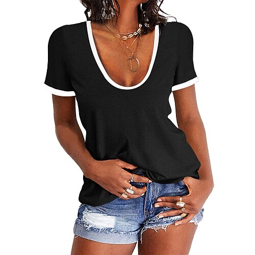 Women's T shirt Tee Plain Casual Weekend T shirt Tee Short Sleeve U Neck Basic Essential White Black Light Blue S
Women's T shirt Tee Plain Casual Weekend T shirt Tee Short Sleeve U Neck Basic Essential White Black Light Blue S